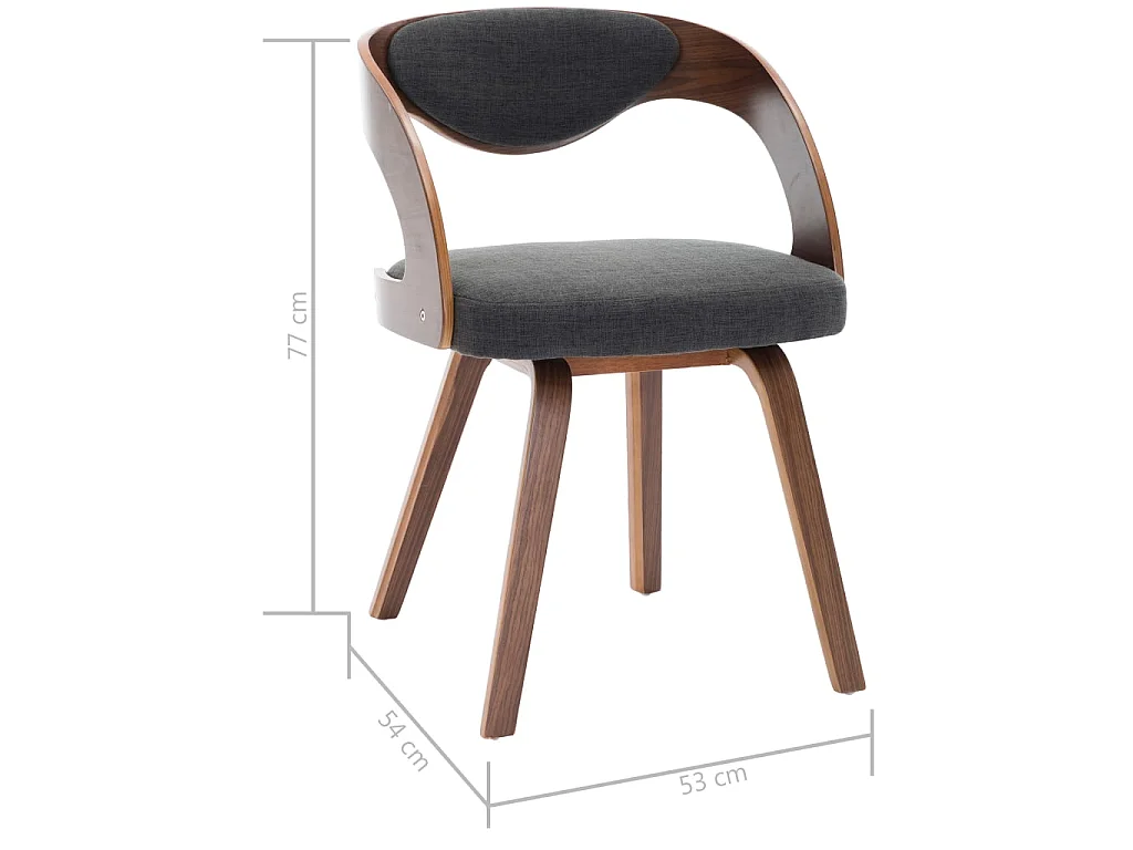 Eetkamerstoelen 2 st gebogen hout en stof donkergrijs