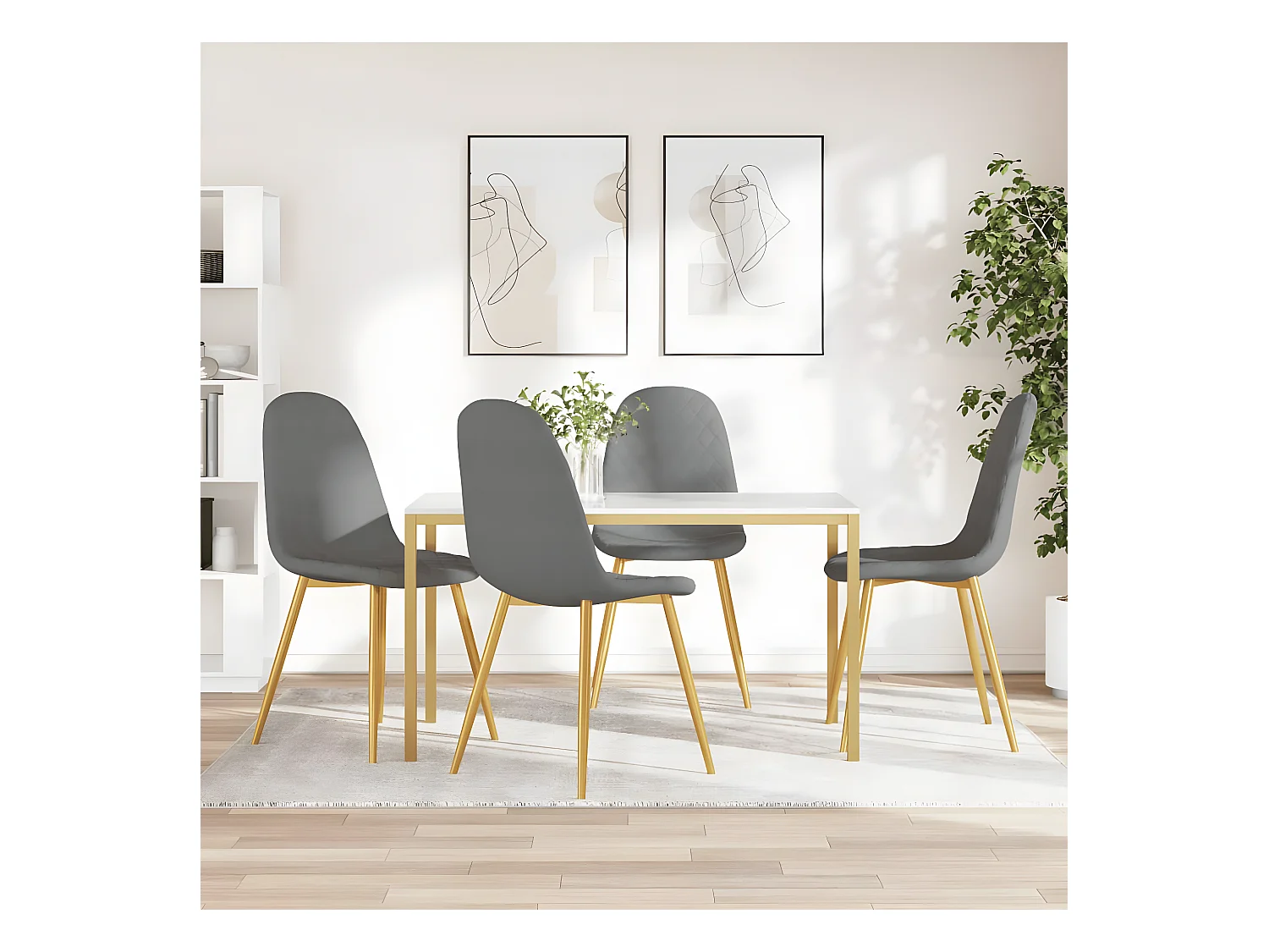 Chaises à manger lot de 4 Gris clair Velours