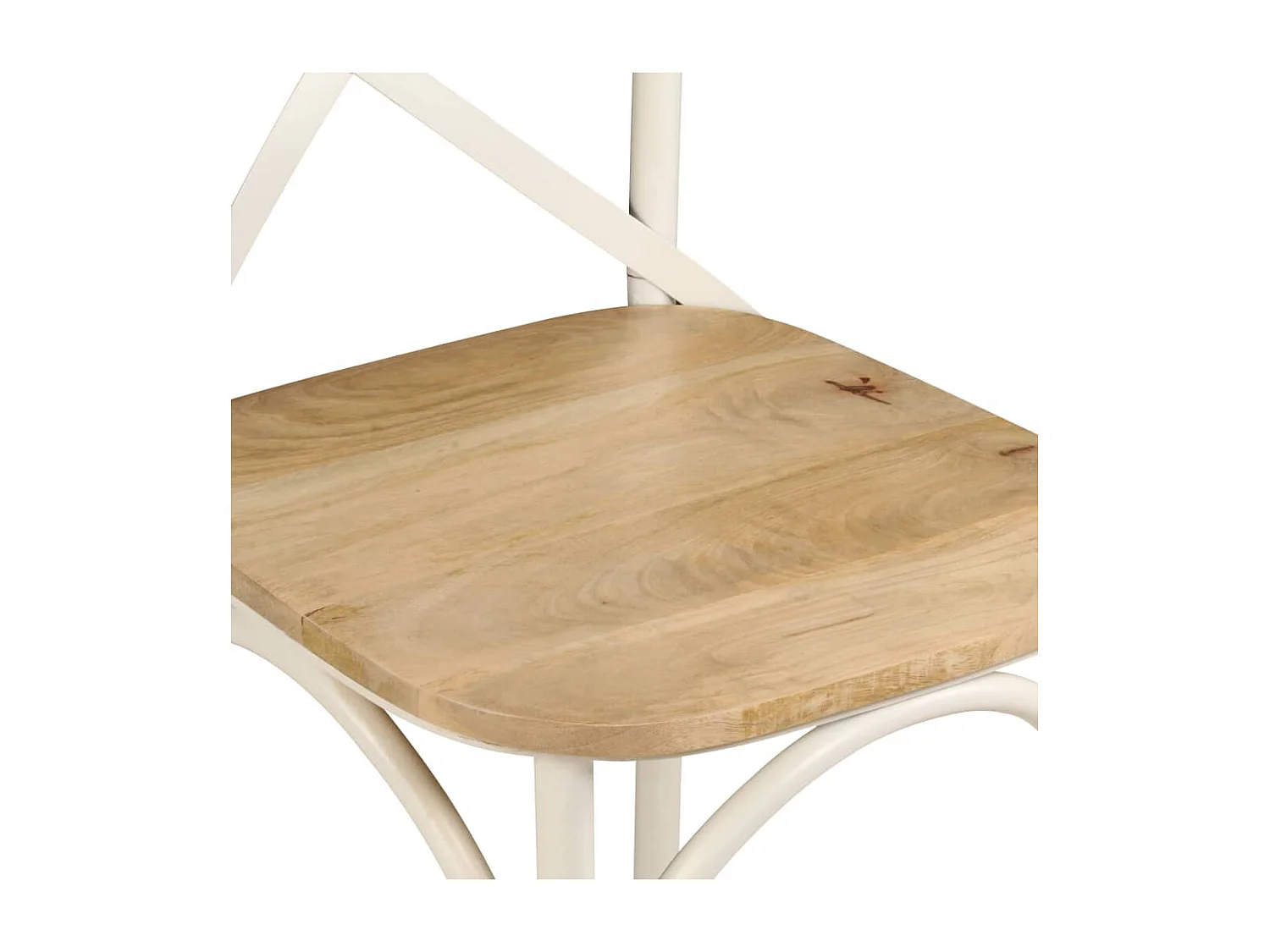 Kruisstoelen 2 st massief mangohout wit
