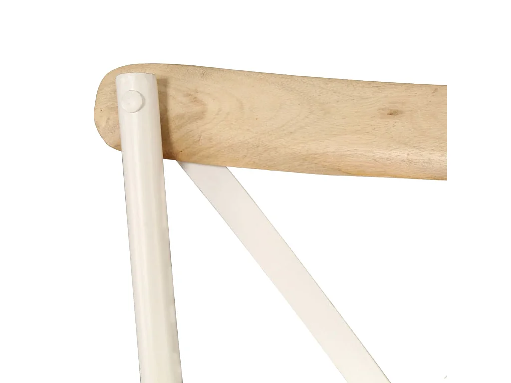 Chaises à dossier croisé lot de 2 blanc bois de manguier solide