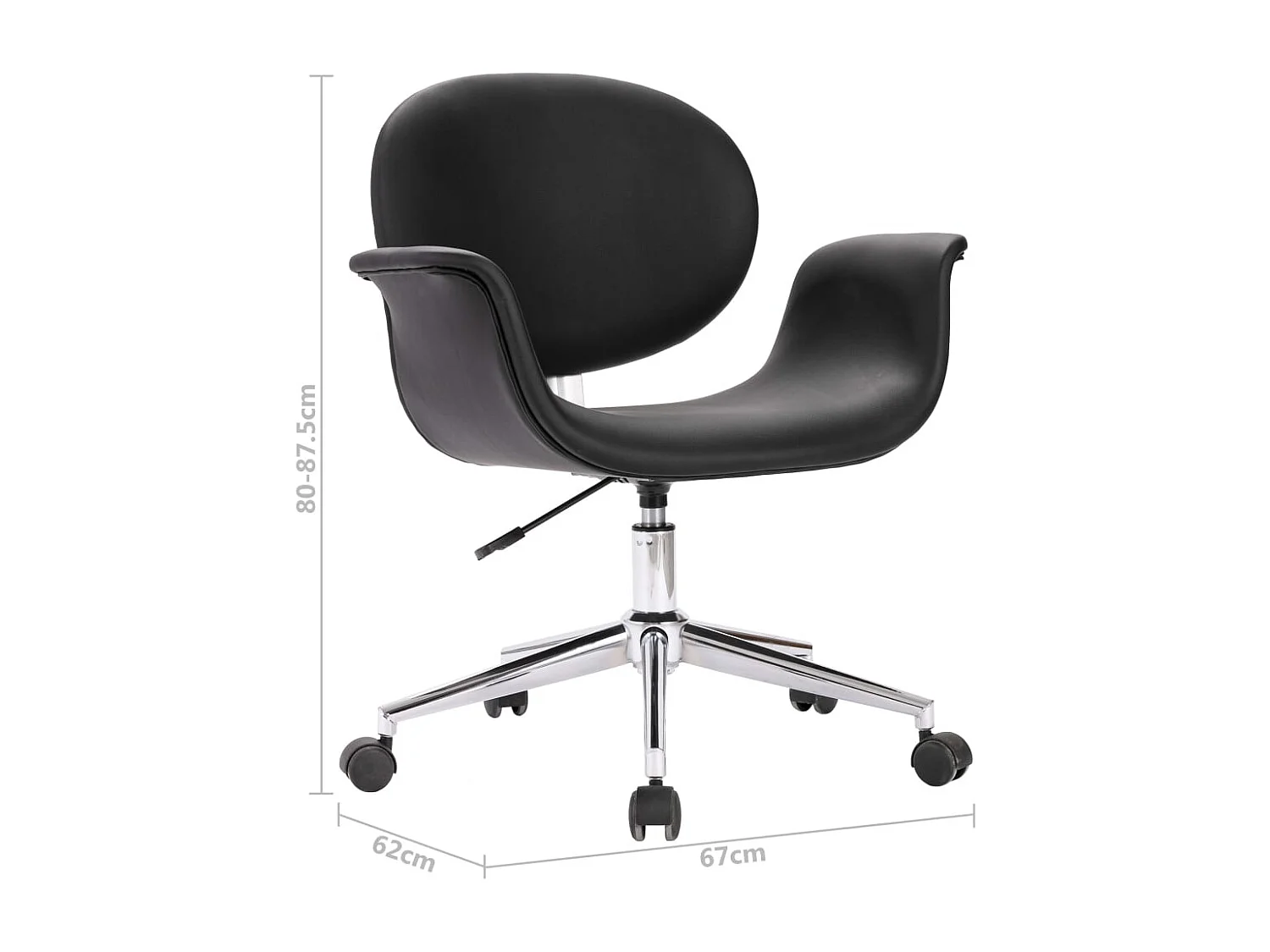 Sedia da Pranzo Girevole Nero in Similpelle