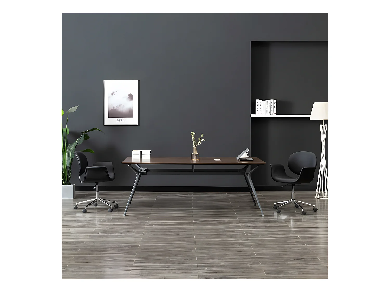 Chaise pivotante à manger Noir Similicuir