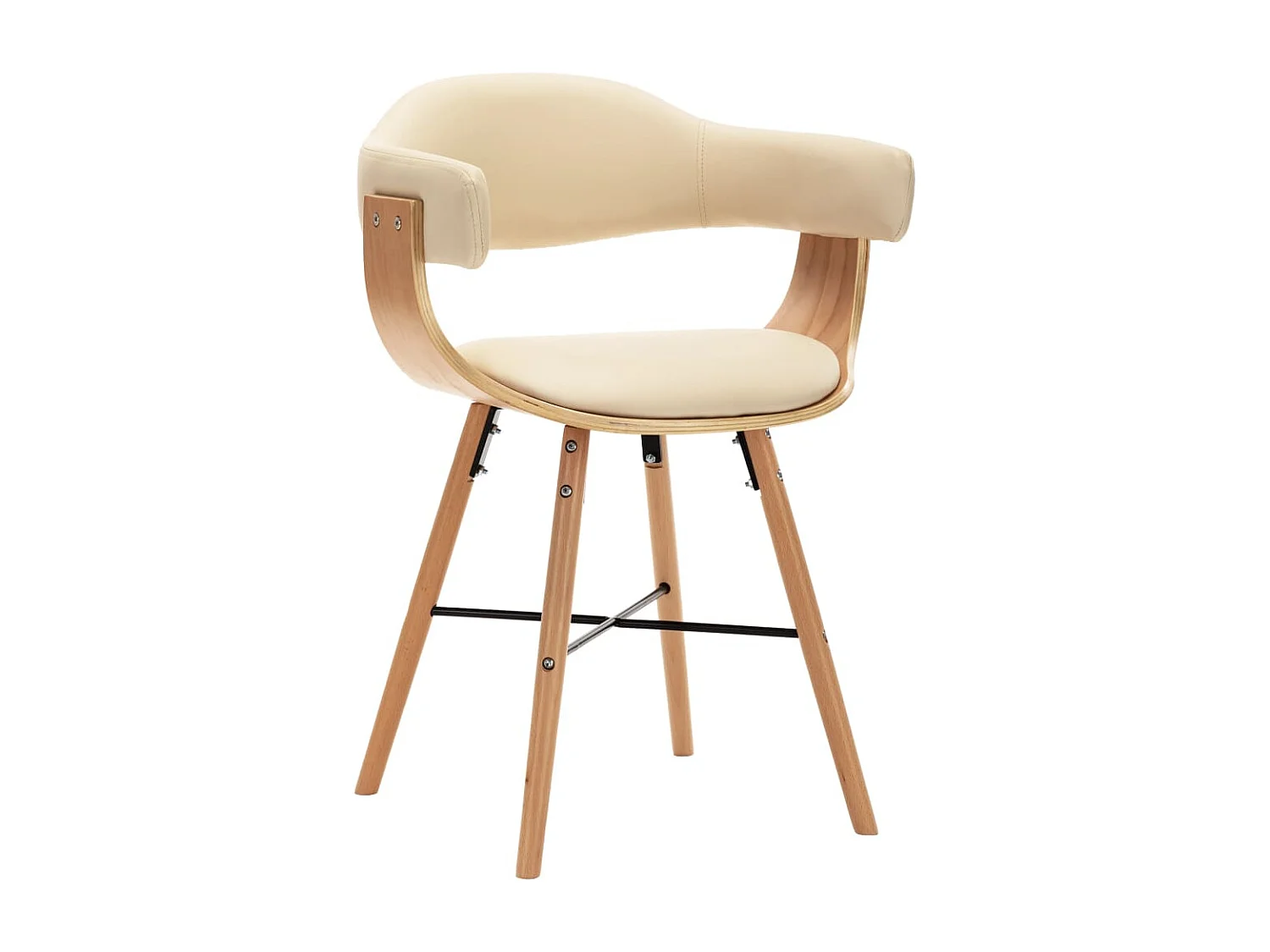 Esszimmerstühle 2 Stk. Cremeweiß Kunstleder und Bugholz