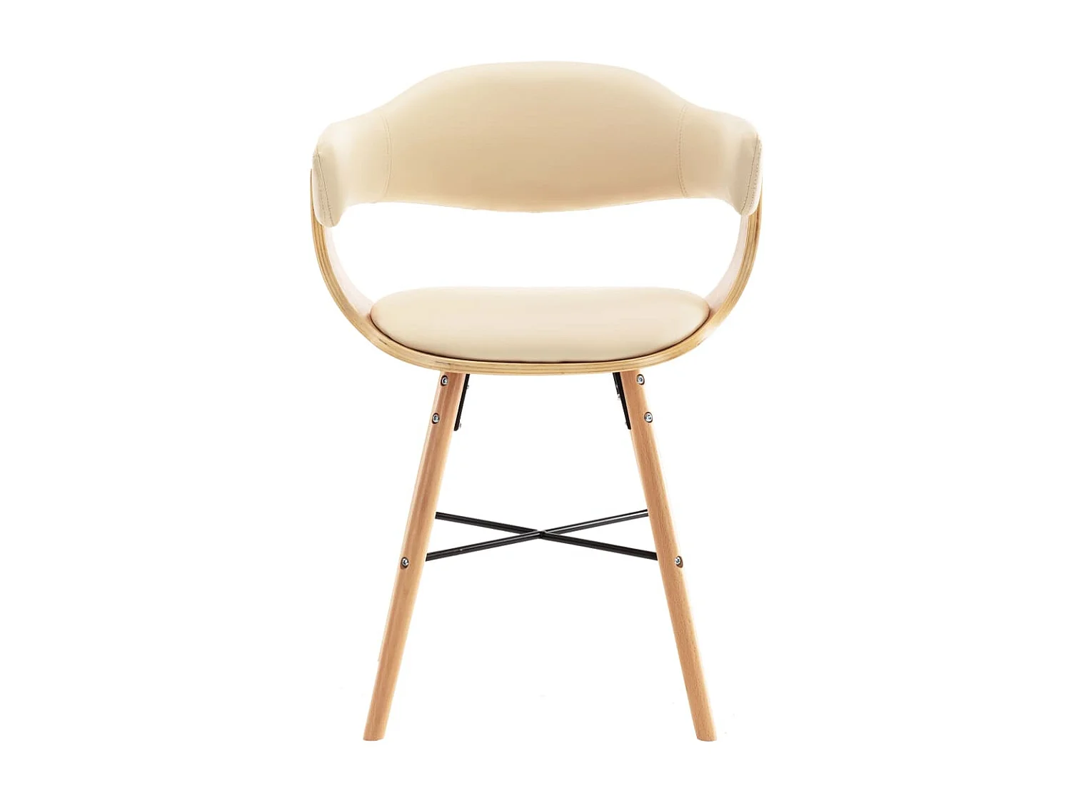 Esszimmerstühle 2 Stk. Cremeweiß Kunstleder und Bugholz