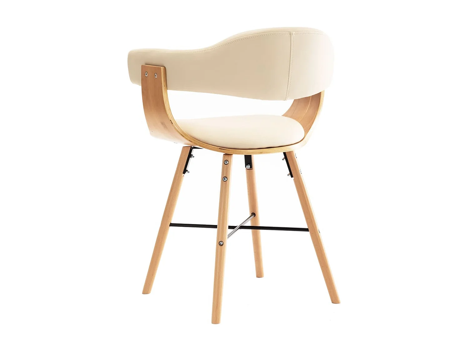 Esszimmerstühle 2 Stk. Cremeweiß Kunstleder und Bugholz