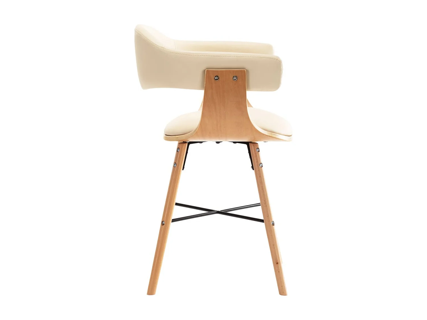 Esszimmerstühle 2 Stk. Cremeweiß Kunstleder und Bugholz