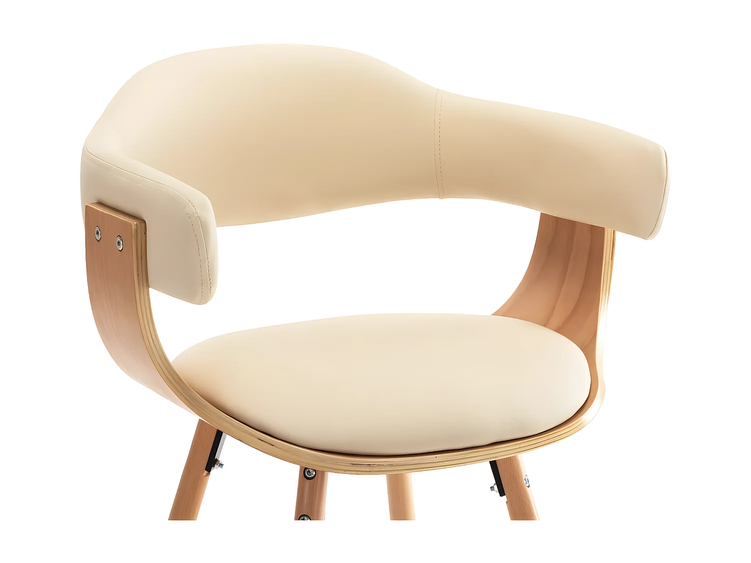 Esszimmerstühle 2 Stk. Cremeweiß Kunstleder und Bugholz