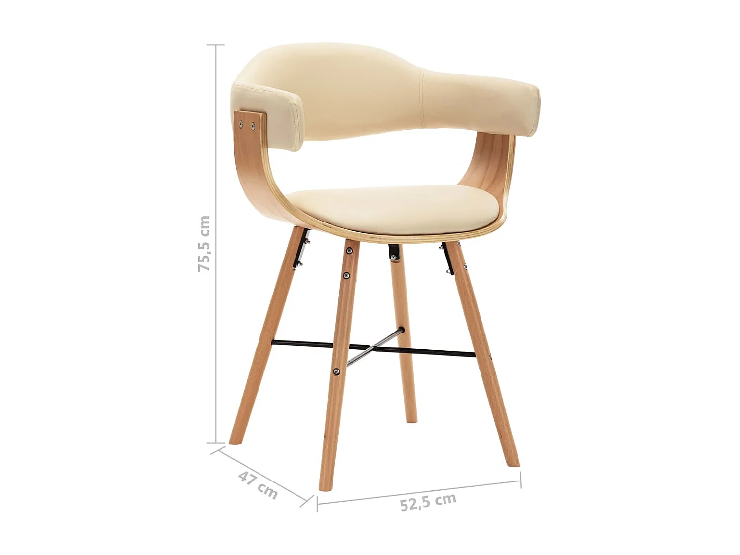 Esszimmerstühle 2 Stk. Cremeweiß Kunstleder und Bugholz