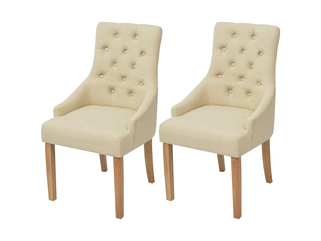 Sillas de comedor 2 unidades tela color crema