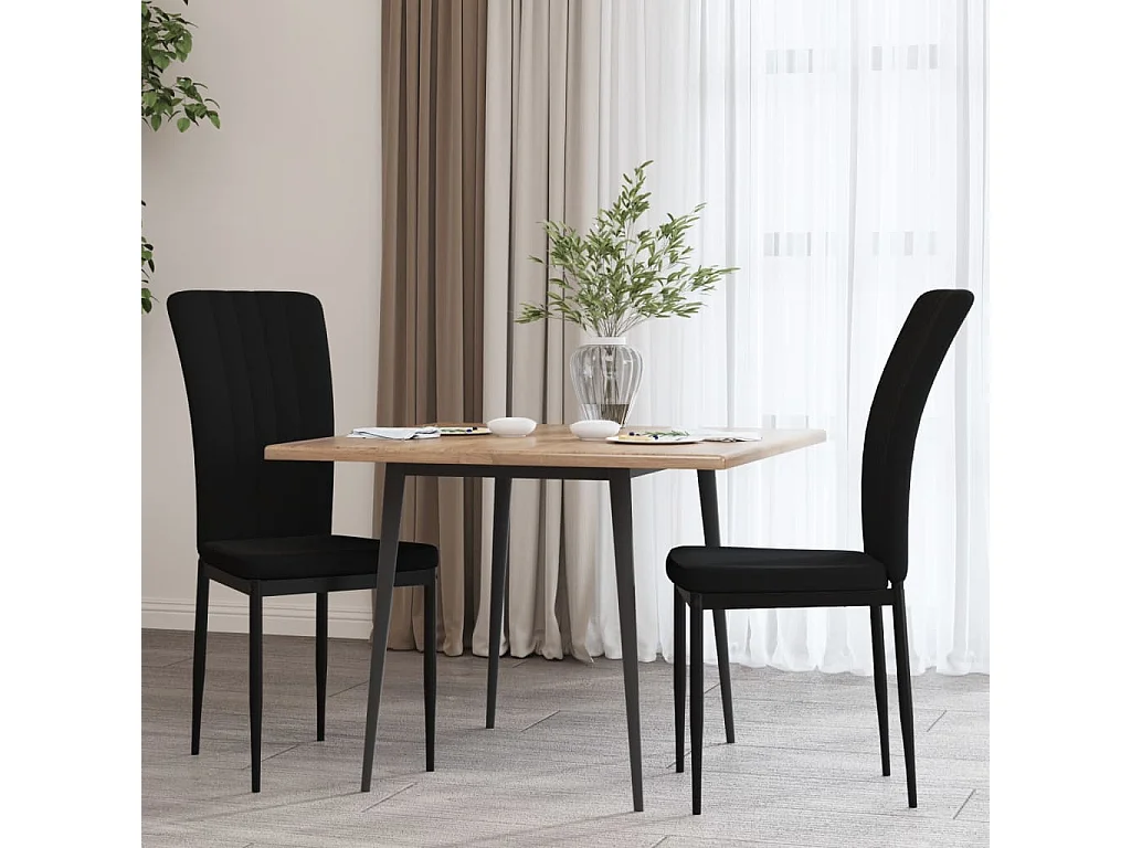 Esszimmerstühle 2 Stk. Schwarz Samt