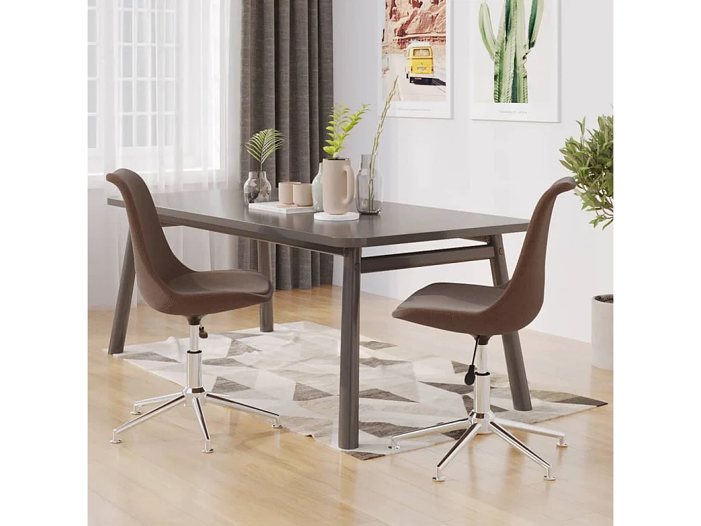 Chaises pivotantes à manger lot de 2 marron tissu