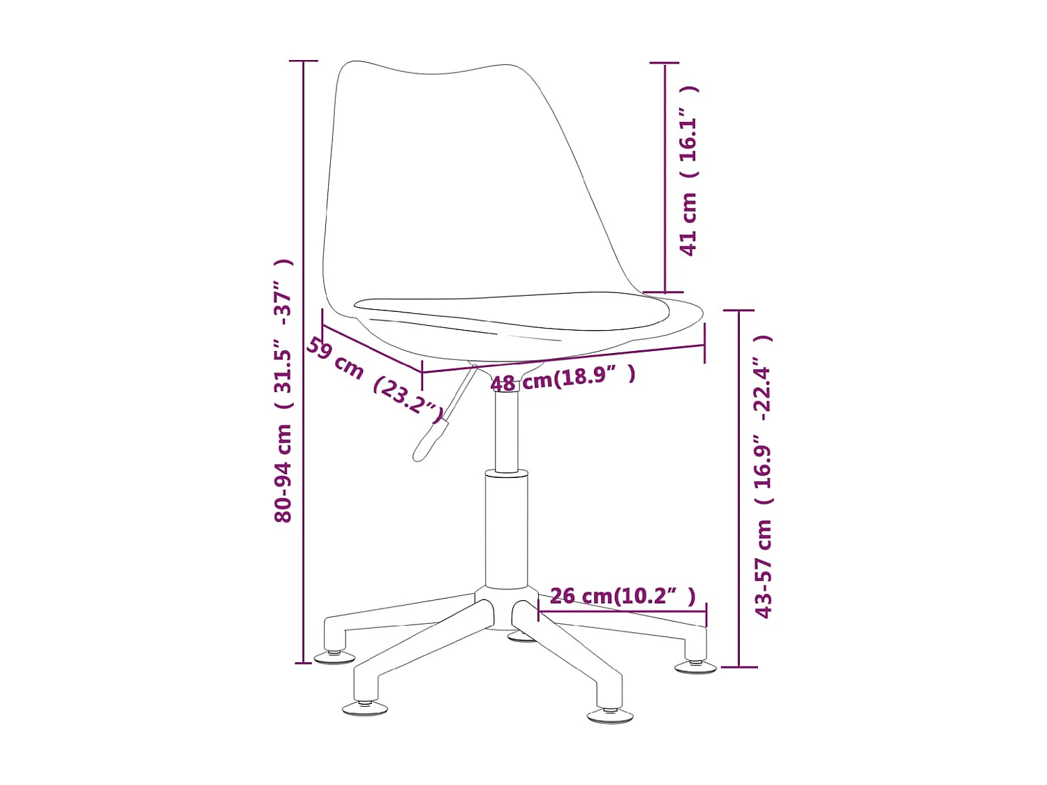 Chaises pivotantes à manger lot de 2 marron tissu