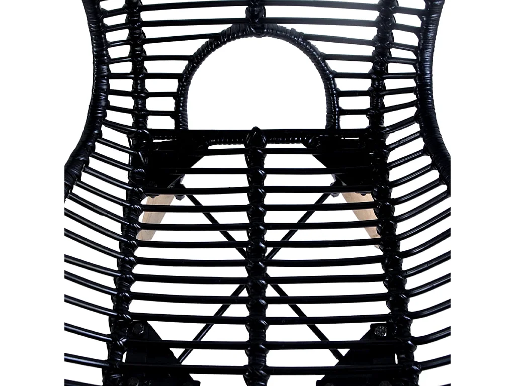 Chaises à manger lot de 4 noir rotin naturel