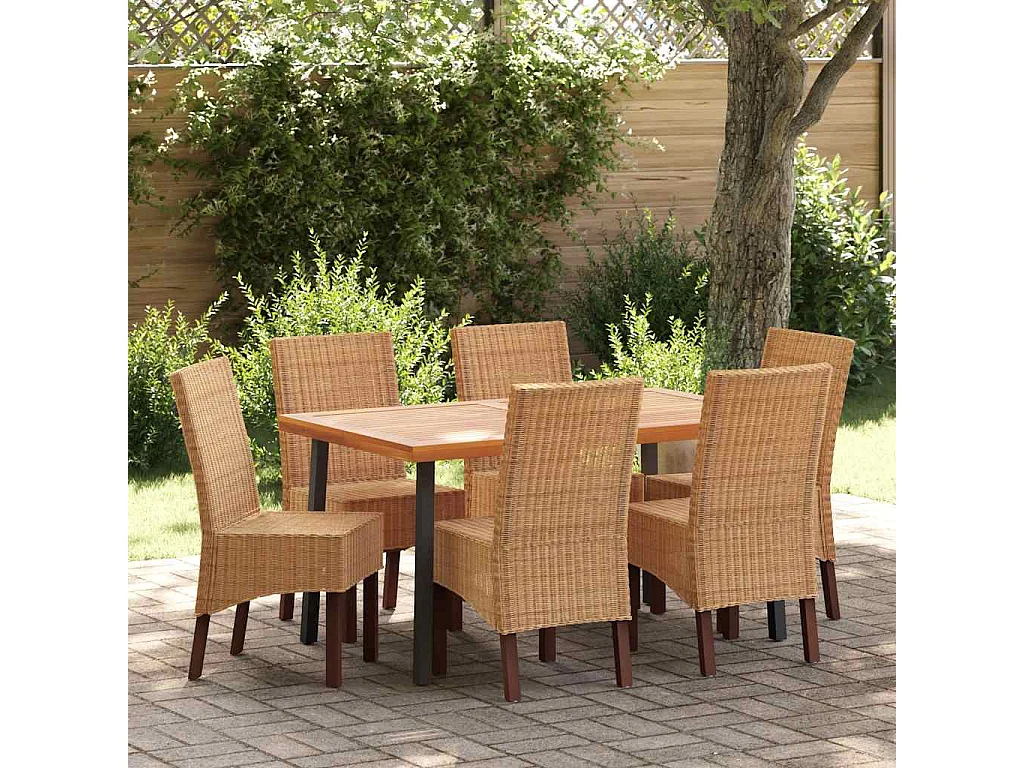 Esszimmerstühle 6 Stk. Natur Rattan Braun