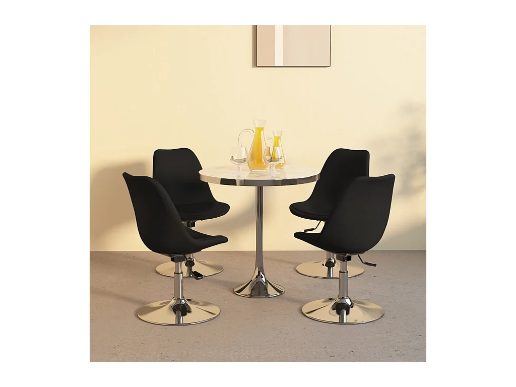 Eetkamerstoelen 4 st draaibaar stof zwart
