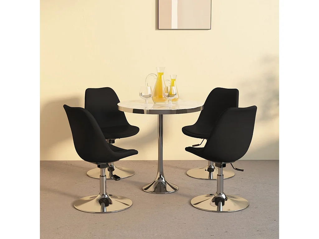 Eetkamerstoelen 4 st draaibaar stof zwart