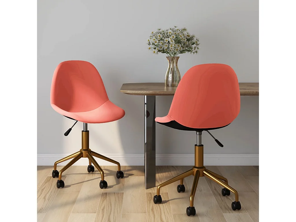 Chaises pivotantes à manger lot de 2 Rose Velours