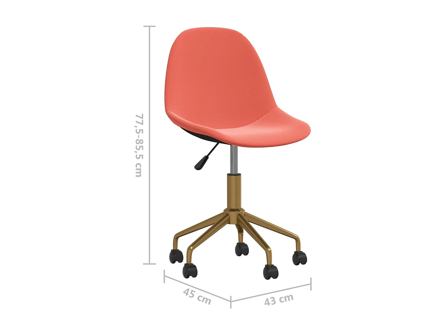 Chaises pivotantes à manger lot de 2 Rose Velours