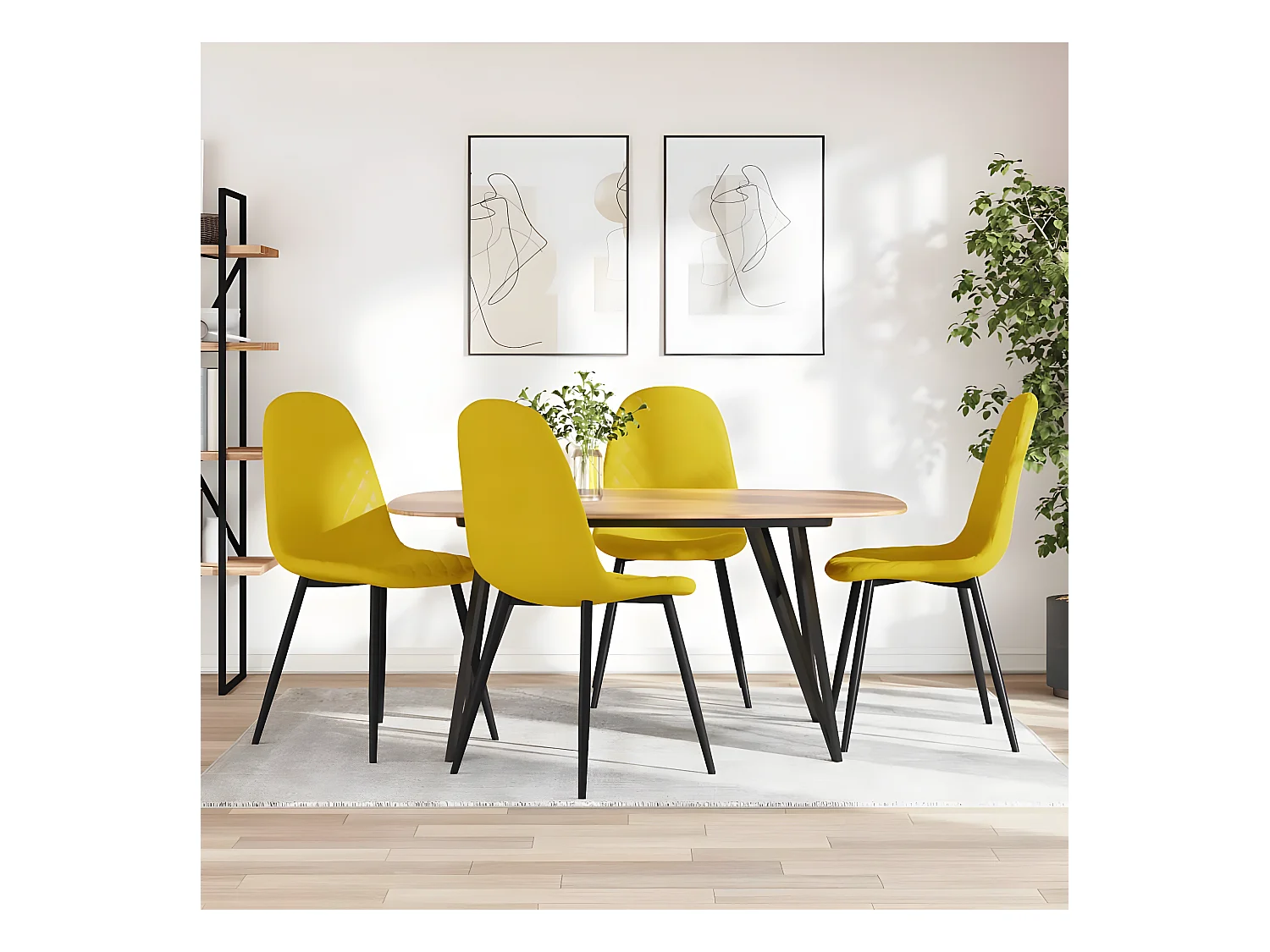 Chaises à manger lot de 4 Jaune moutarde Velours