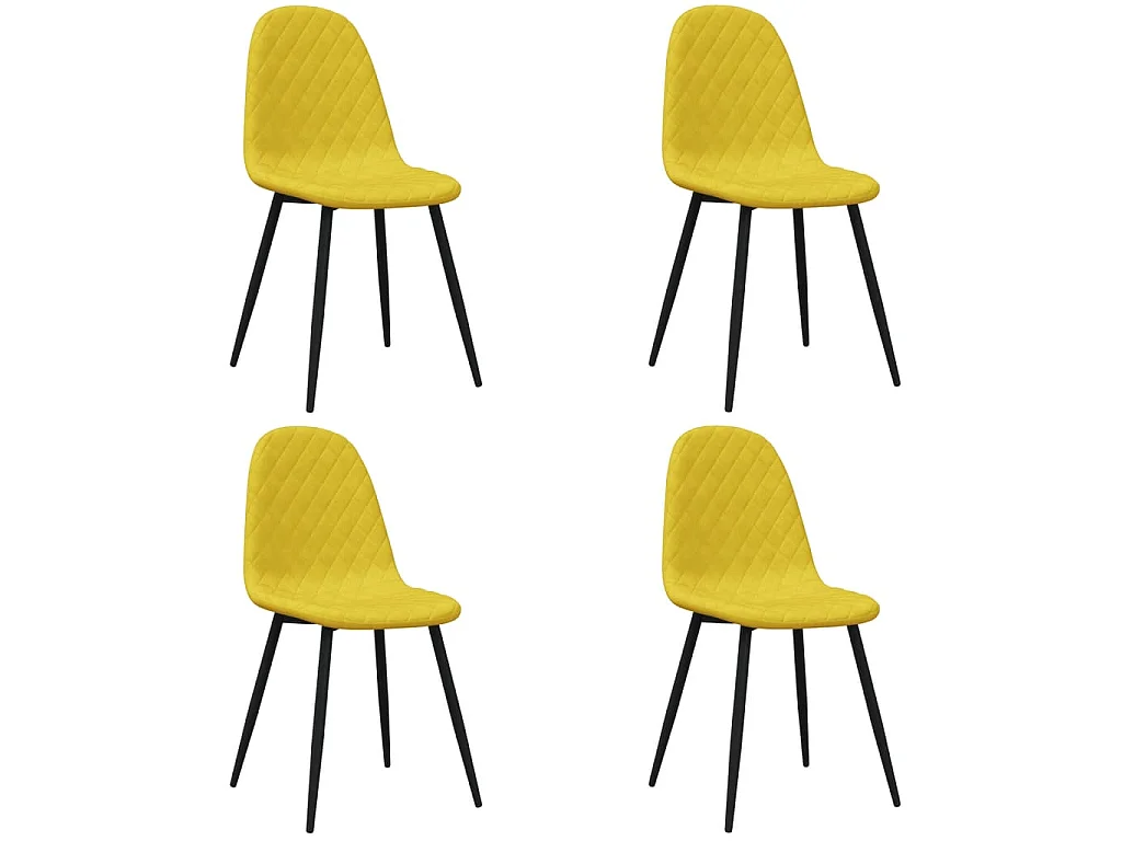 Chaises à manger lot de 4 Jaune moutarde Velours
