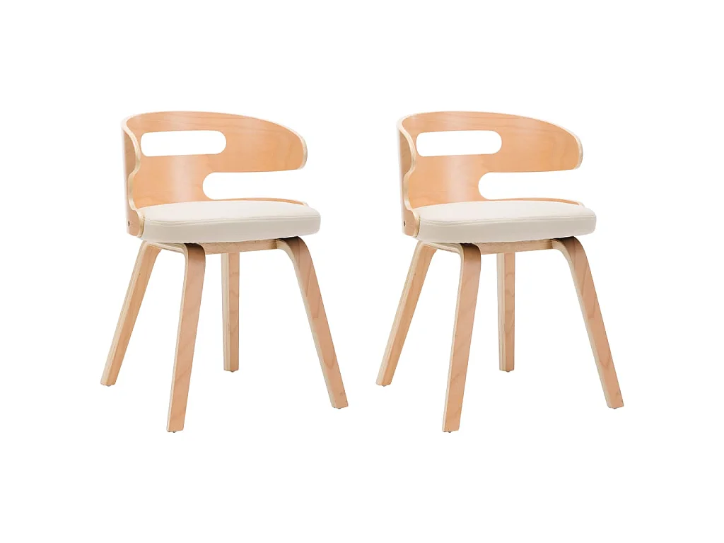 Sedie da Pranzo 2 pz in Legno Curvato e Similpelle Crema