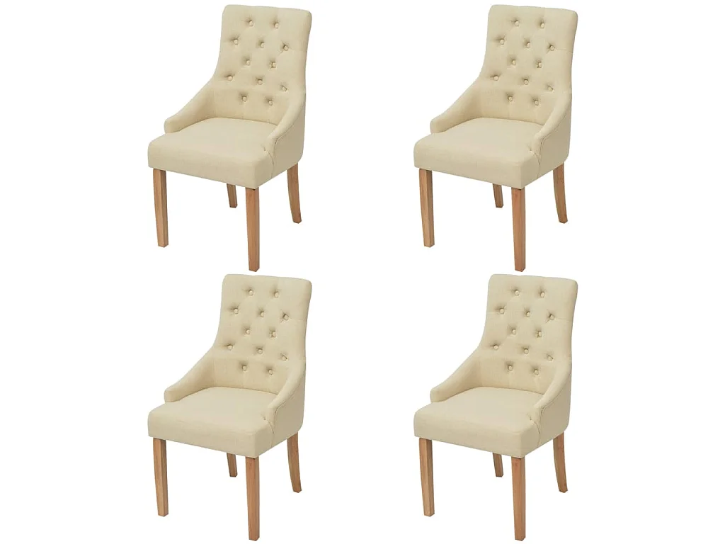 Eetkamerstoelen 4 st stof crèmekleurig