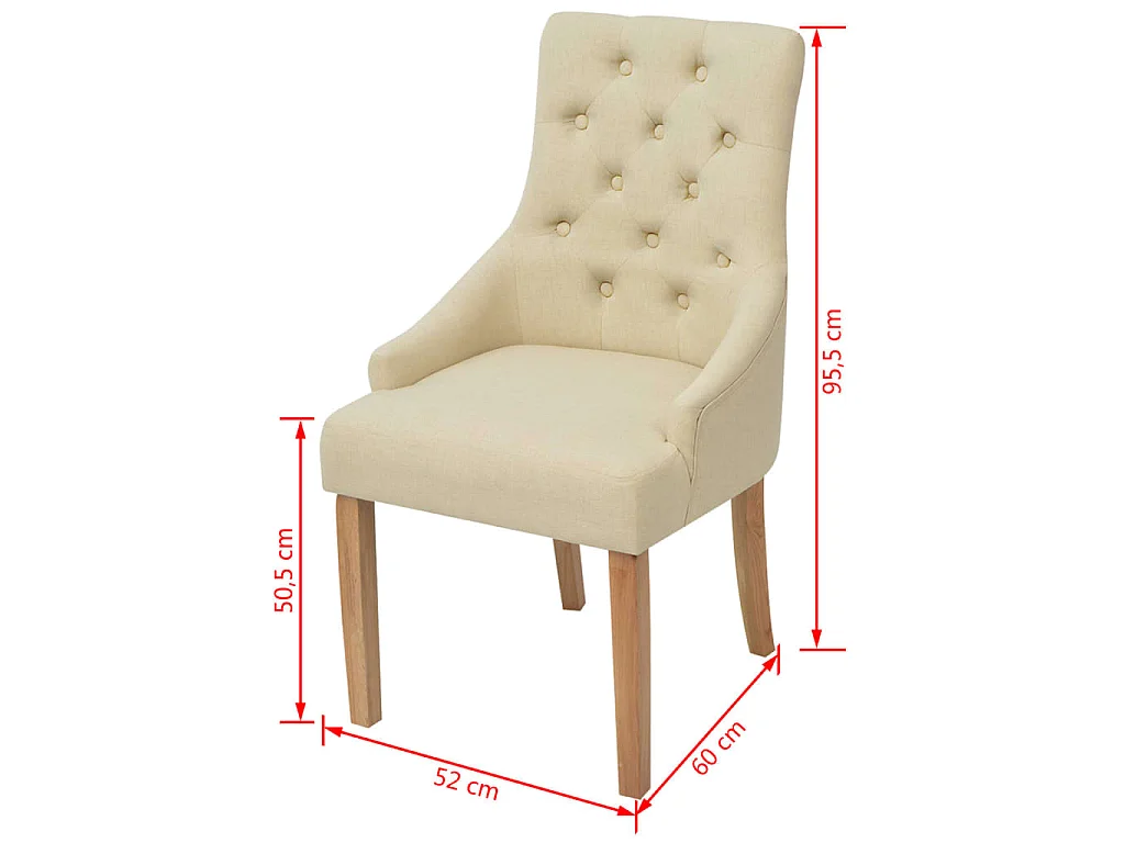 Eetkamerstoelen 4 st stof crèmekleurig