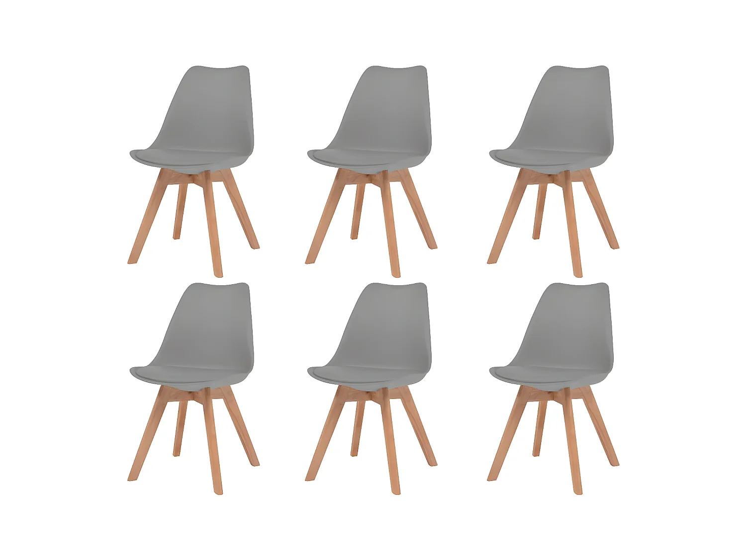 Chaises à manger lot de 6 Gris Plastique