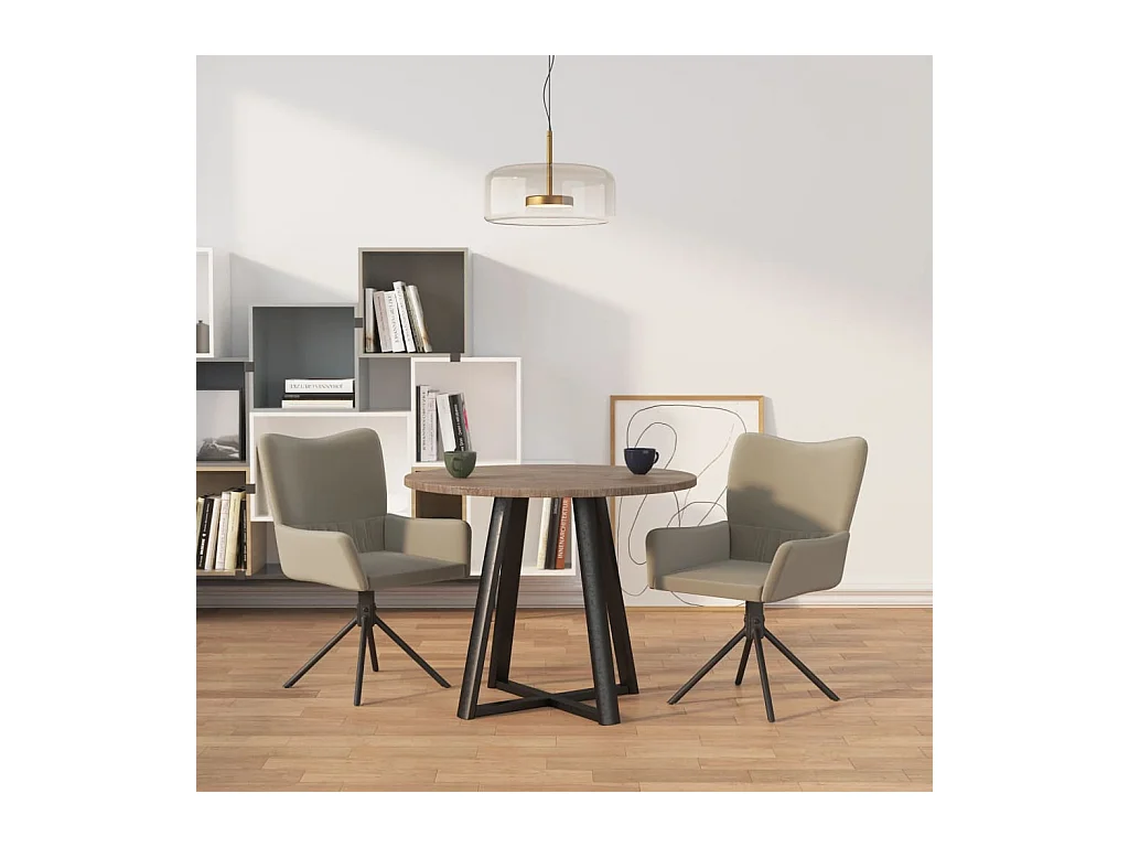 Chaises pivotantes à manger lot de 2 Gris clair Velours