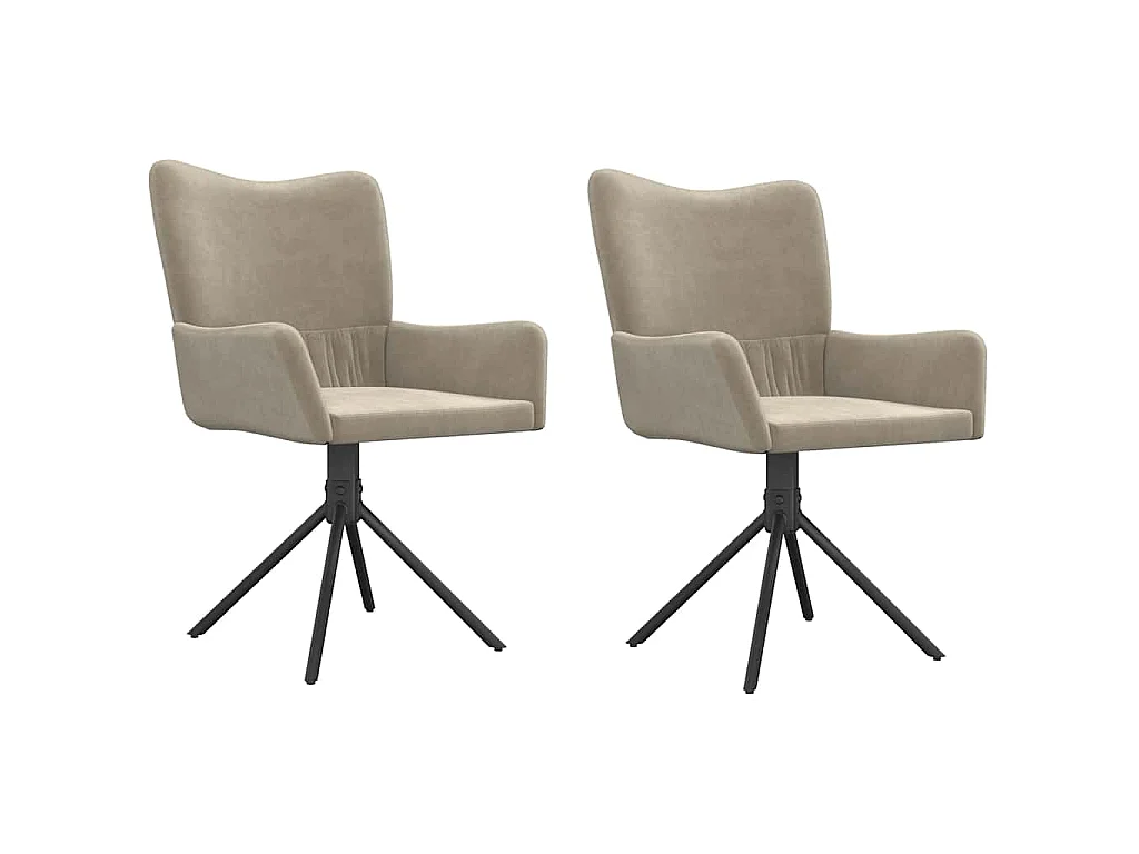 Cadeiras de jantar giratórias 2 pcs veludo cinzento-claro