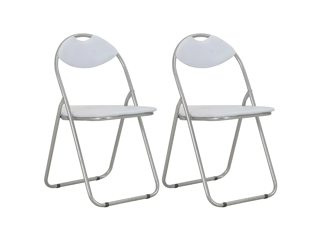 Conjunto de 2 cadeiras dobráveis em couro sintético branco