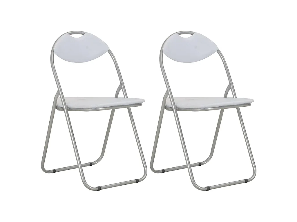Chaises pliantes 2 pièces en similicuir blanc