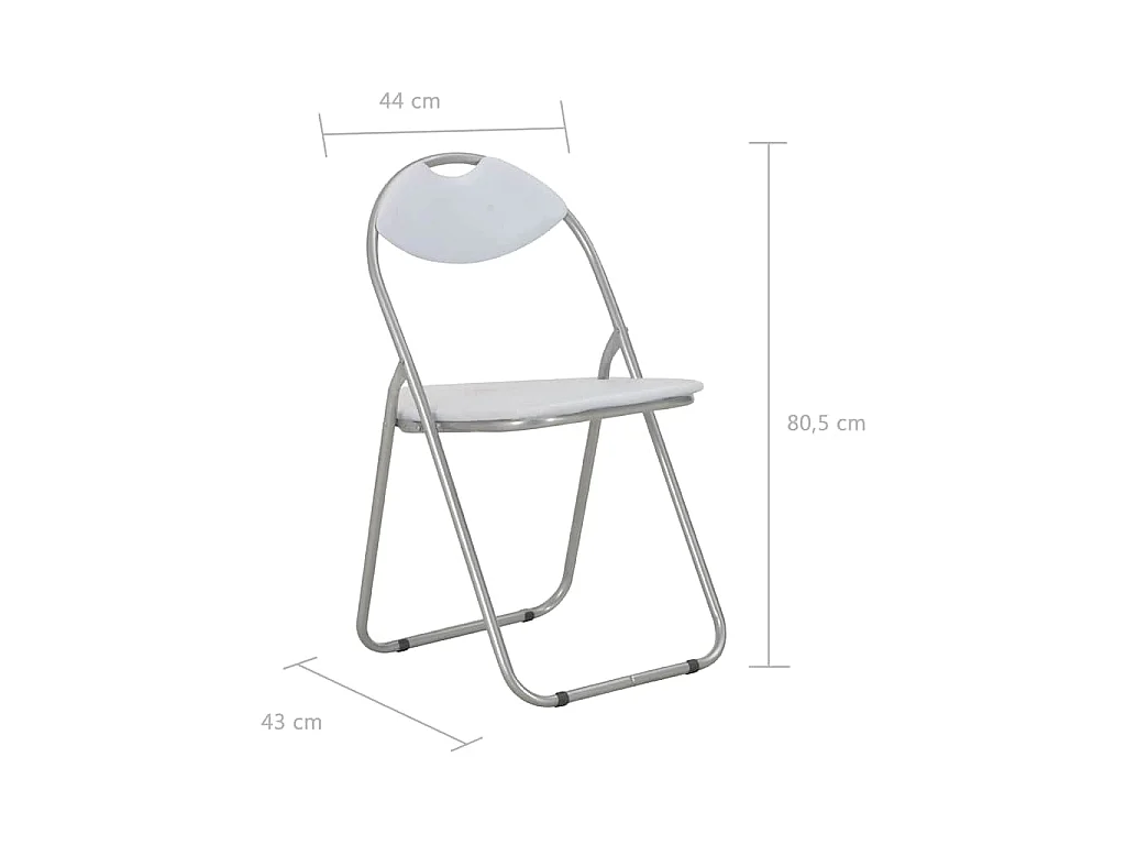 Chaises pliantes 2 pièces en similicuir blanc