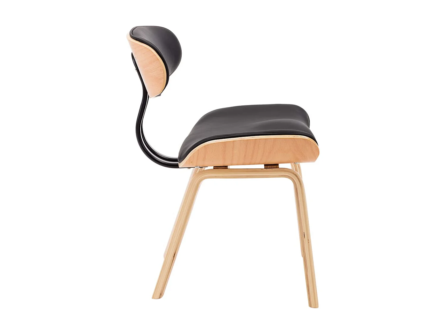 Chaises à manger lot de 6 noir bois courbé et similicuir