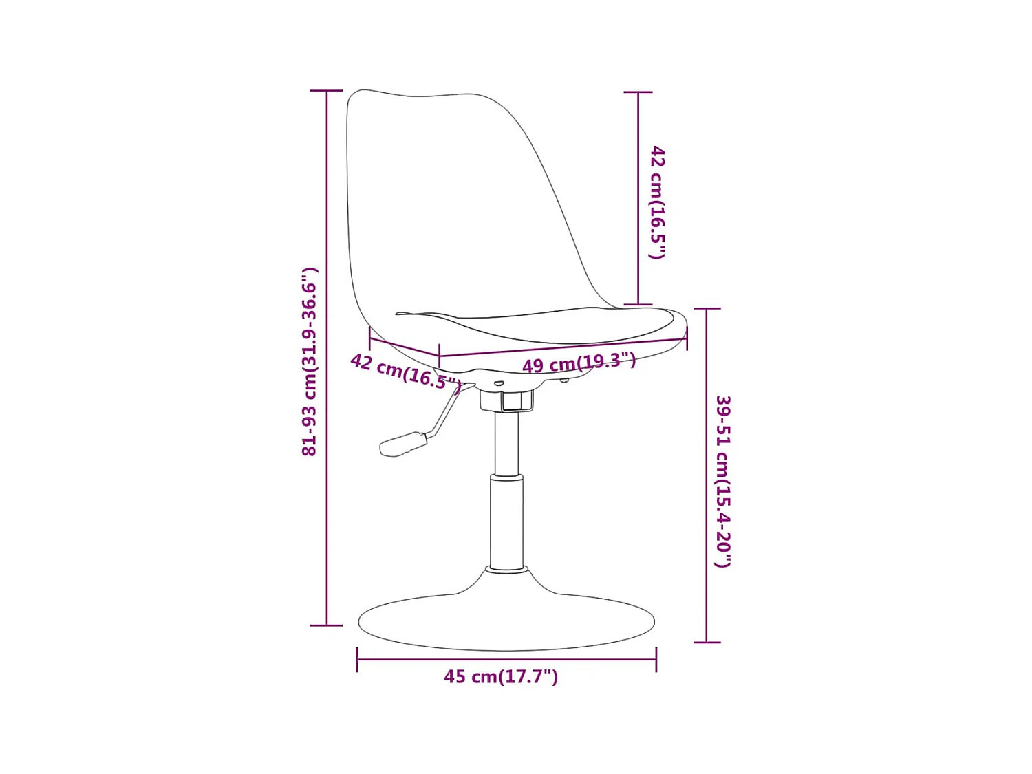 Cadeiras de jantar giratórias 4 pcs tecido roxo
