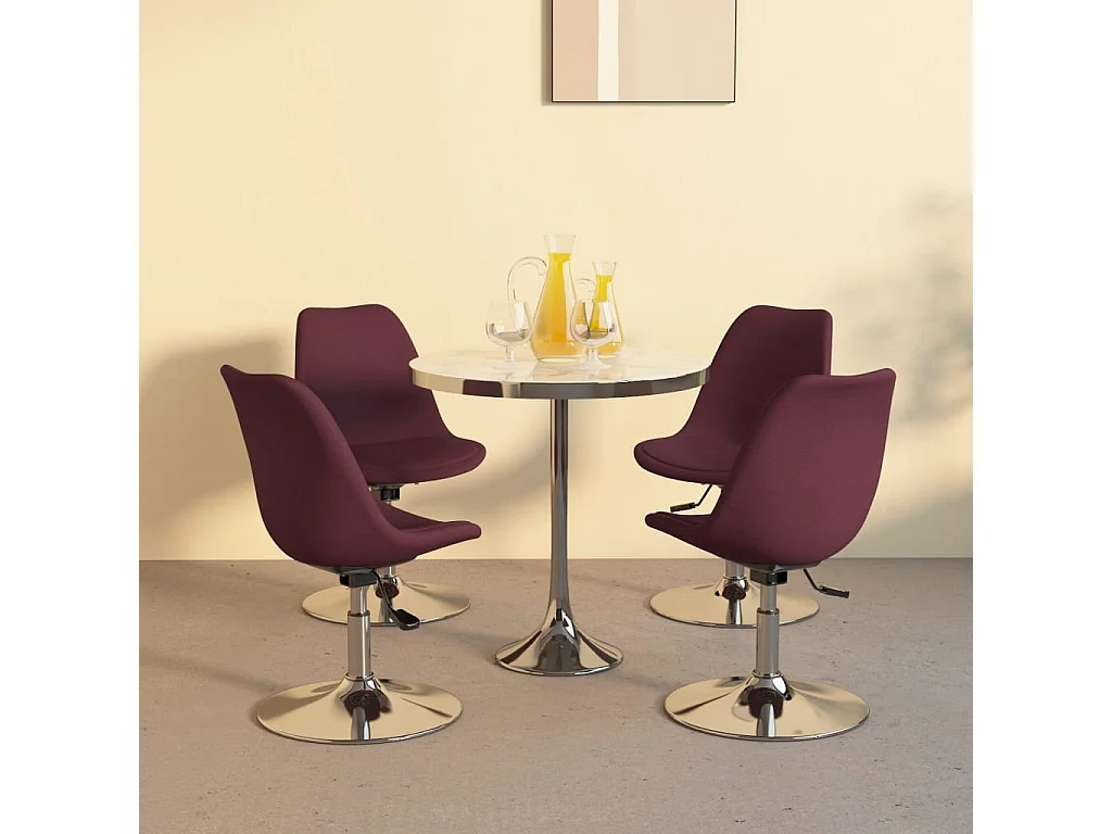 Eetkamerstoelen draaibaar 4 st stof paars