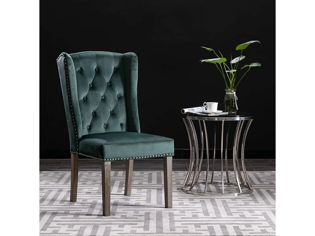 Chaise de salle à manger Vert foncé Velours