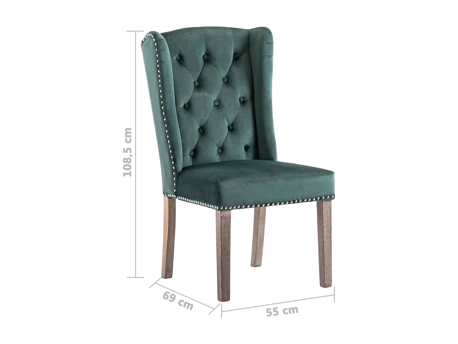 Chaise de salle à manger Vert foncé Velours