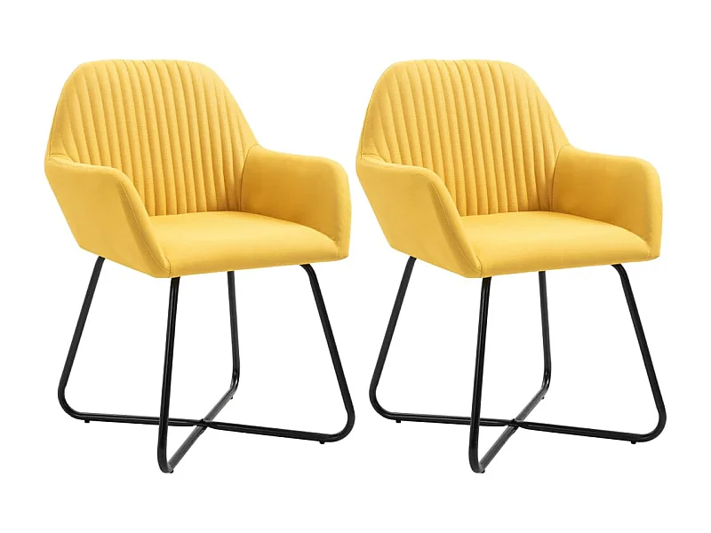 Eetkamerstoelen 2 st stof geel