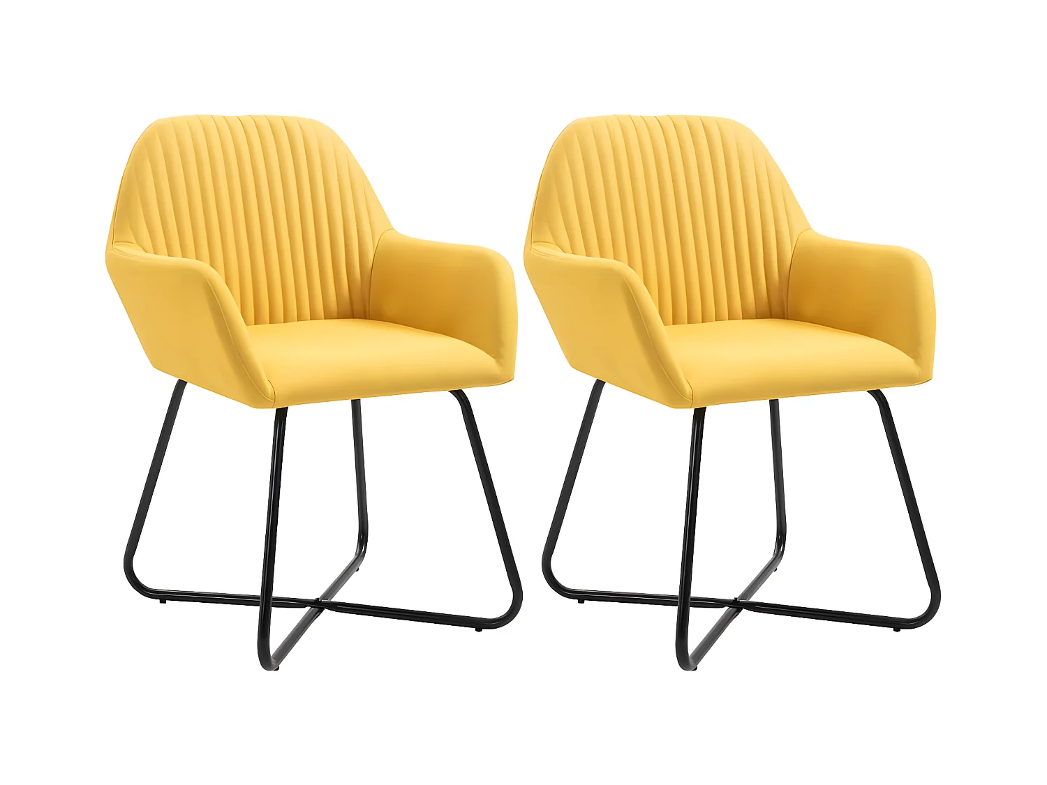 Chaises à manger lot de 2 jaune tissu