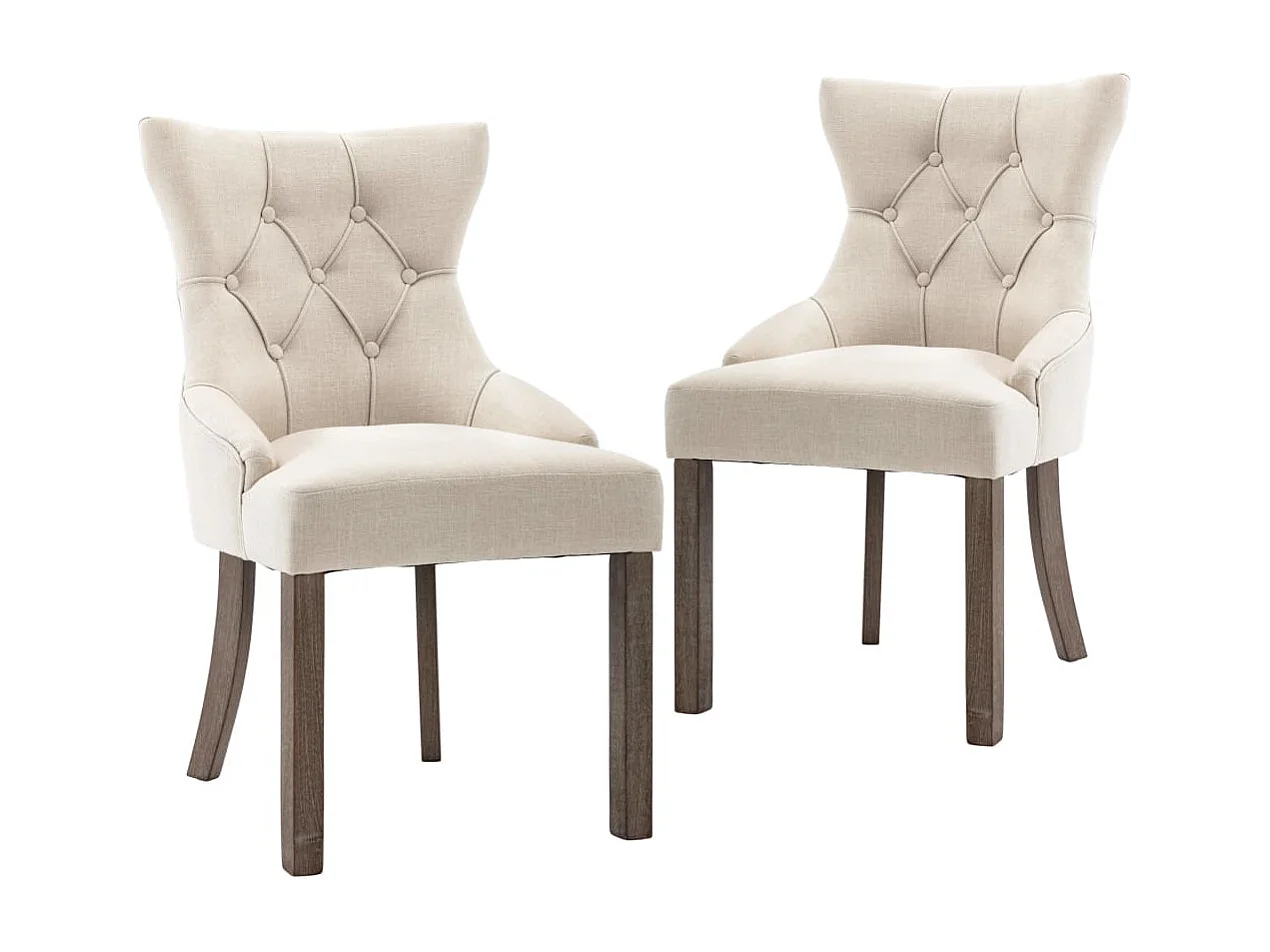 Cadeiras de jantar 2 pcs tecido bege