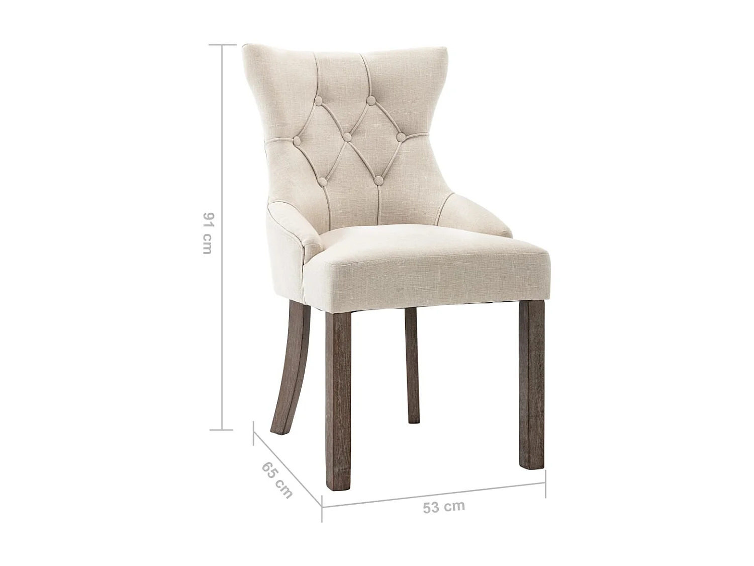 Cadeiras de jantar 2 pcs tecido bege