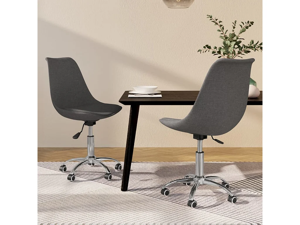 Chaises pivotantes à manger lot de 2 Gris foncé Tissu