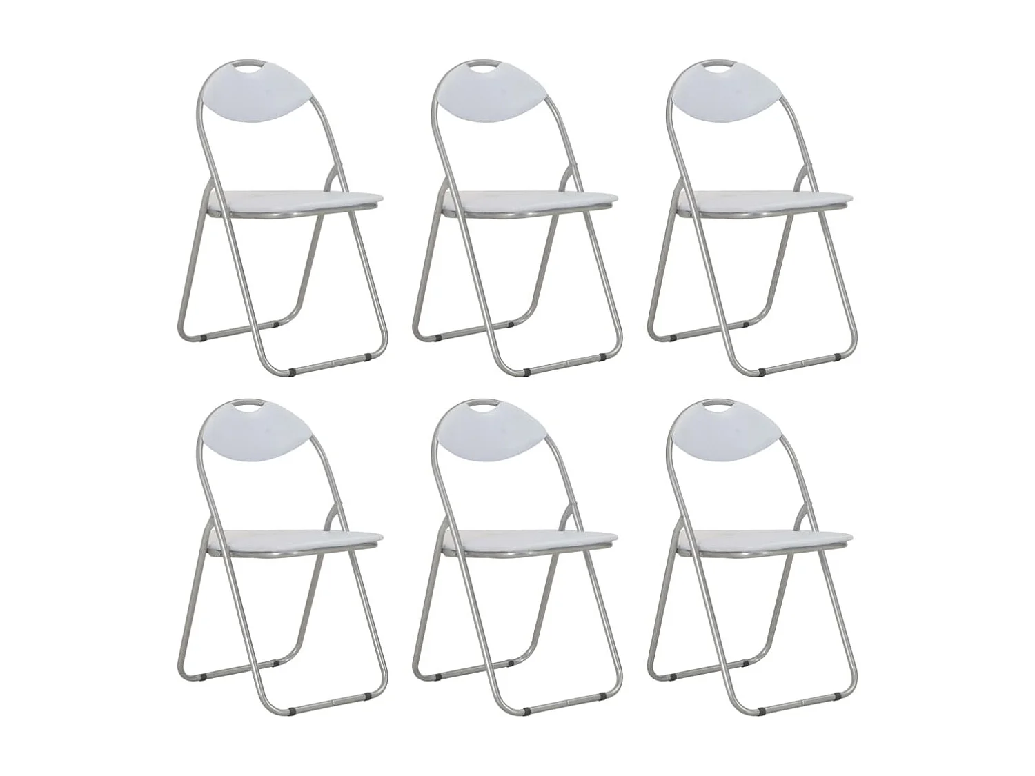 Chaises pliantes à manger lot de 6 blanc similicuir
