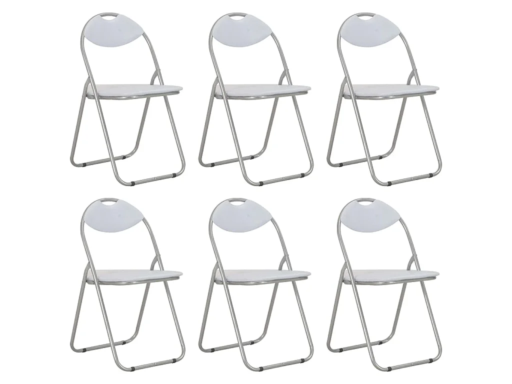 Chaises pliantes 6 pièces en similicuir blanc