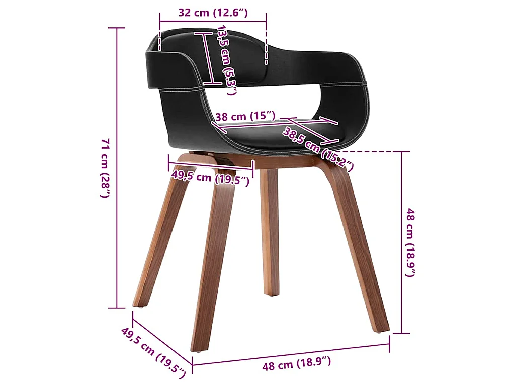 Chaise à manger Bois courbé et similicuir