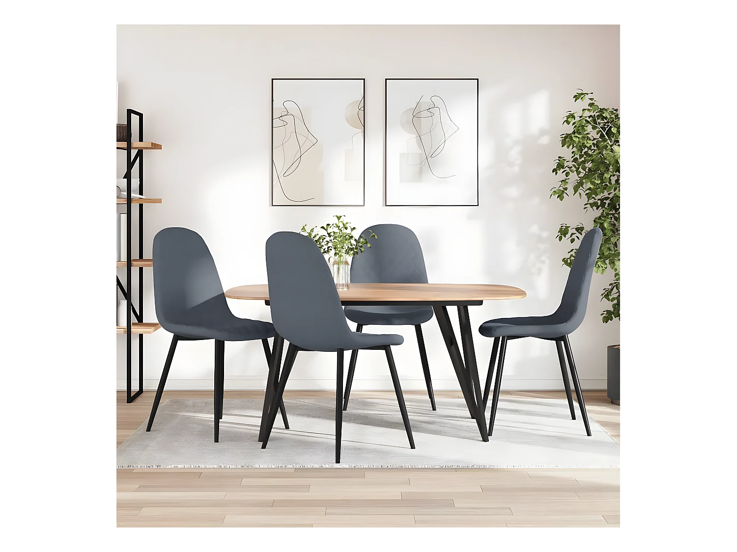 Sedie da Pranzo 4 pz Grigio Scuro in Velluto