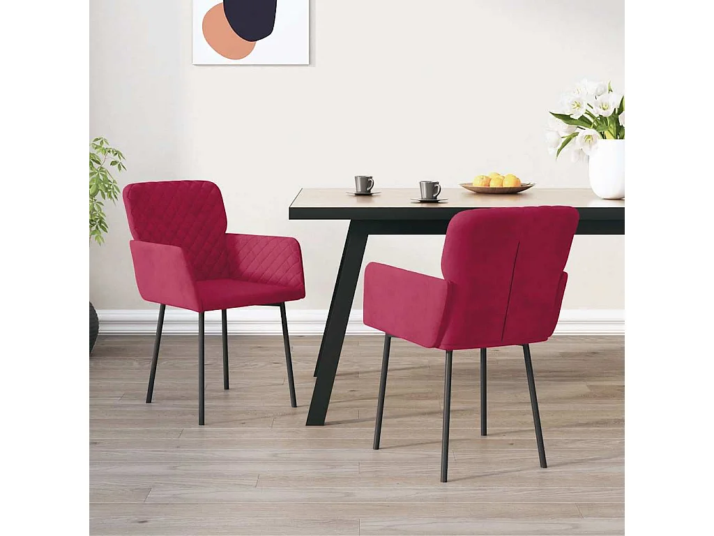 Chaises à manger lot de 2 Rouge bordeaux Velours
