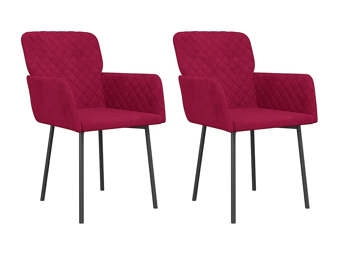 Chaises à manger lot de 2 Rouge bordeaux Velours