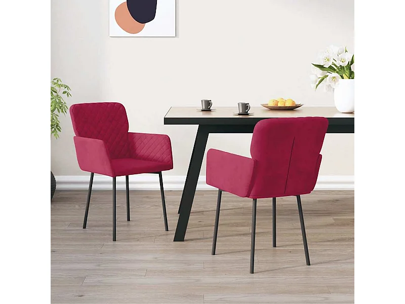 Chaises à manger lot de 2 Rouge bordeaux Velours